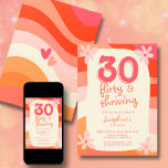Convite aniversário de 30 anos 30 floridos e retrorreflect<br><div class="desc">Faça uma declaração ousada com seu aniversário de 30 anos com trinta, flerte e convites de festas de aniversários retrorreflectores florescentes! Estes convites foram feitos para capturar a essência do bô charm e da nostalgia retrorativa, fazer-os a escolha perfeita para a sua celebração de aniversário marco. Com sua combinação única...</div>