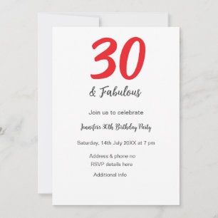 Convite aniversário de 30 anos adicionar nome data ano ano