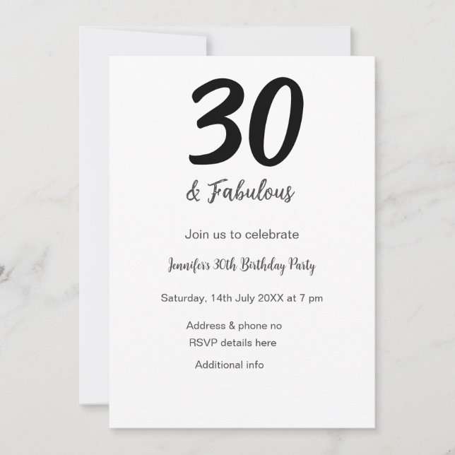 Convite aniversário de 30 anos adicionar nome data ano ano (Frente)
