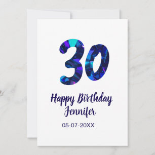 Convite aniversário de 30 anos adicionar nome data ano azu
