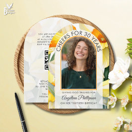 Convite Aniversário de 30 anos Arco Moderno Floral NARCISO