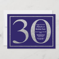 Aniversário de 30 anos Azul Marinho e Brilho Prate