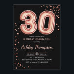 Convite aniversário de 30 anos - Balões Dourados Rosa<br><div class="desc">convite de festas aniversário de 30 anos. Design elegante em ouro brilhante rosa e preto. A placa de convite apresenta rosa dourado número 30 balões e fonte de script. Perfeito para uma comemoração de na moda. Envie-me uma mensagem se precisar de idade personalizada.</div>