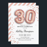 Convite aniversário de 30 anos - Balões Dourados Rosa<br><div class="desc">convite de festas aniversário de 30 anos. Design elegante em ouro de rosa brilhante. A placa de convite apresenta rosa dourado número 30 balões e fonte de script. Perfeito para uma comemoração de na moda. Envie-me uma mensagem se precisar de idade personalizada.</div>