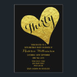 Convite aniversário de 30 anos Black and Faux Dourada Hear<br><div class="desc">Design de coração negro e Dourado azul. Este é um modelo pronto para você adicionar seus detalhes de festa a. Se você quiser alterar a cor de fundo da fonte,  clique em personalizar mais no final do modelo.</div>
