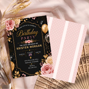 Convite Aniversário de 30 anos Black & Gold Elegante