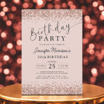 Convite Aniversário de 30 anos brilhante de Rosa brilhante<br><div class="desc">Celebre uma 30 brilhante com este Convite de Aniversário do Elegante Rosa Dourado Blush Glitter! Com fundo de pincelada suave e sotaques de rosa dourados falsos, este design combina o brilho moderno com a elegância do eterno. Totalmente editável, é perfeito para personalizar com o nome, a idade e os detalhes...</div>