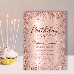 Convite Aniversário de 30 anos brilhante de Rosa de metal<br><div class="desc">Convites de festas rosa de ouro moderno,  elegantes,  metálicos e aniversário de 30 anos brilhante. Este design de placa girly adulta apresenta um roteiro de caligrafia manuscrito na moda,  cor-de-rosa-pincel ou rosa dourado,  fundo metálico escovado com fusível brilho. Fácil de personalizar,  perfeito para qualquer idade.</div>