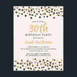 Convite Aniversário de 30 anos brilhante Dourado de Confet<br><div class="desc">Glitter elegante de confete preto e ouro no convite de festas branco de aniversário de 30 anos para mulheres.</div>