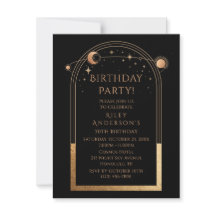 Aniversário de 30 anos Celestial Preto Dourado Sol