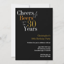 Convite aniversário de 30 anos Cheers e Beers Party