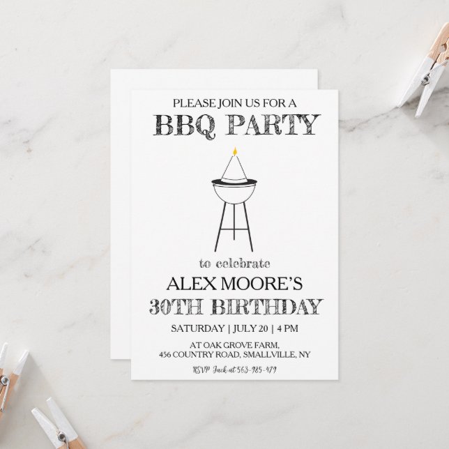 Convite aniversário de 30 anos churrasco (Frente/Verso In Situ)