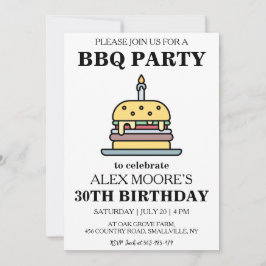 Convite aniversário de 30 anos churrasco