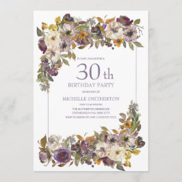 Convite Aniversário de 30 anos com Flor de Folhagem Amarel
