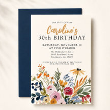 Aniversário de 30 anos com Floral em Aquarela de O