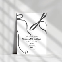Aniversário de 30 anos com laço preto minimalista