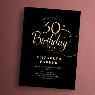 Convite Aniversário de 30 anos com Letra Elegante Simples