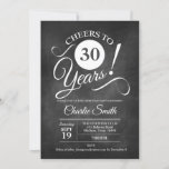 Convite aniversário de 30 anos com padrão de quadro<br><div class="desc">aniversário de 30 anos convite de festas para homens ou mulheres. Design preto e branco elegante com padrão de quadro de referência e fonte de script de tipografia. Até 30 anos! Pode ser personalizado para qualquer idade.</div>