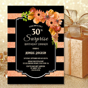 Convite aniversário de 30 anos Coral Floral Surprise Jant