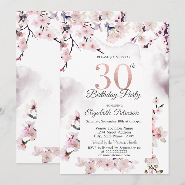 Convite Aniversário de 30 anos da Cherry Blossom (Frente/Verso)