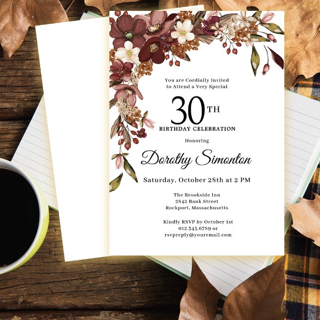 Convite Aniversário de 30 anos da Muralha da Borgonha da M (Need matching fall party supplies? Message me!)