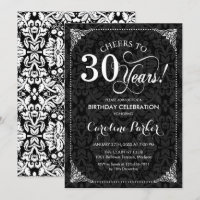 aniversário de 30 anos - Damasco preto-e-branco