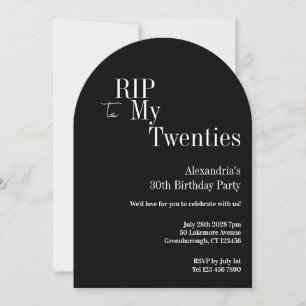 Convite ANIVERSÁRIO DE 30 ANOS de 20s RIP preto e branco