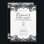 Convite Aniversário de 30 anos de 30 Sujo de Lace Branco e<br><div class="desc">Personalizar para qualquer evento</div>