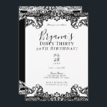Convite Aniversário de 30 anos de 30 Sujo de Lace Branco e<br><div class="desc">Personalizar para qualquer evento</div>