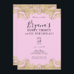 Convite Aniversário de 30 anos de 30 Sujo de Lace Rosa e D<br><div class="desc">Personalizar para qualquer evento</div>