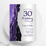 Convite Aniversário de 30 anos de Agato Puro de Prata Eleg<br><div class="desc">Aniversário de 30 anos convite de festas de agato roxo e prateado. Elegante design moderno com aquarela agate marble geode background, faux glitter prata e tipografia. Trendy convida o cartão perfeito para uma comemoração de dia das mulheres na moda. Impressos convites Zazzle ou modelo de impressão digital instantânea para download....</div>