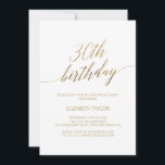 Convite Aniversário de 30 anos de Caligrafia Dourada Elega<br><div class="desc">Este elegante convite para aniversário de 30 anos de caligrafia em ouro é perfeito para uma simples festa de aniversário. A design neutra apresenta uma carta minimalista decorada com a tipografia falsa de ouro romântica e caprichosa. Nota: Este design não apresenta folha de ouro real. É um gráfico de alta...</div>
