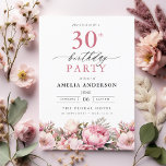 Convite Aniversário de 30 anos de Caligrafia Floral do Jar<br><div class="desc">Celebre em estilo com um convite para aniversário de 30 anos de caligrafia floral de jardim, perfeito para um evento de marco. Com designs florais vibrantes e caligrafia elegante, este convite dá um tom caprichoso mas sofisticado para a sua celebração. O tema do jardim exuberante combina beleza natural com uma...</div>