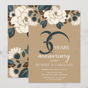 Convite Aniversário de 30 anos de Casamento Floral Rústico