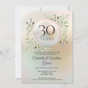 Convite Aniversário de 30 Anos de Casamento Folhagem Flora