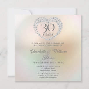 Convite Aniversário de 30 anos de Casamento Pérola Coração