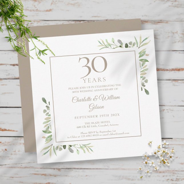 Convite Aniversário de 30 anos de Casamento Pérolas Flora  (Criador carregado)