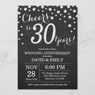 Convite Aniversário de 30 anos de Casamento Quadro Negro P