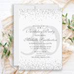 Convite Aniversário de 30 anos de Cinza de  de Prata Branc<br><div class="desc">Convite de festas clássico de aniversário de 30 anos em branco com cinza e brilho prateado e uma fonte elegante de caligrafia.</div>