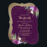 Convite Aniversário de 30 anos de Flor Puro Dourado com Aq<br><div class="desc">Convites de festas de aniversários Florais mais Bonito na Loja Little Bayleigh!</div>