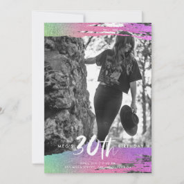 Convite Aniversário de 30 anos de Foto Branco Preto Colori