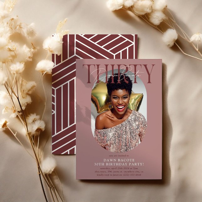 Convite Aniversário de 30 anos de Foto e Assinatura Oval M (Criador carregado)