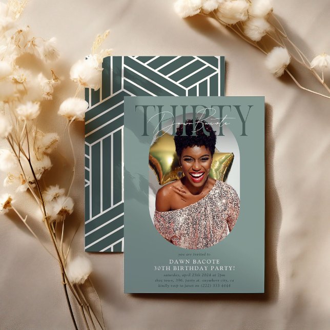 Convite Aniversário de 30 anos de Foto e Assinatura Oval M (Criador carregado)