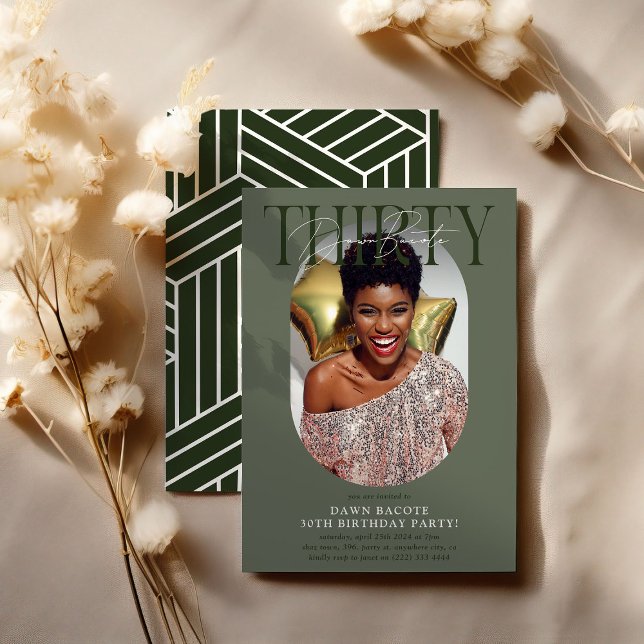 Convite Aniversário de 30 anos de Foto e Assinatura Oval M (Criador carregado)