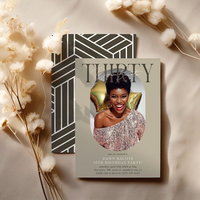 Convite Aniversário de 30 anos de Foto e Assinatura Oval M (Criador carregado)