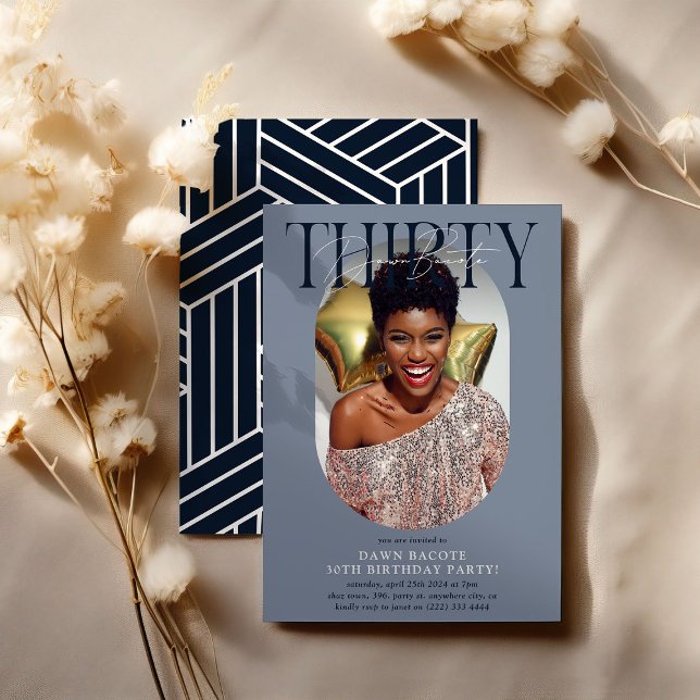 Convite Aniversário de 30 anos de Foto e Assinatura Oval M (Criador carregado)