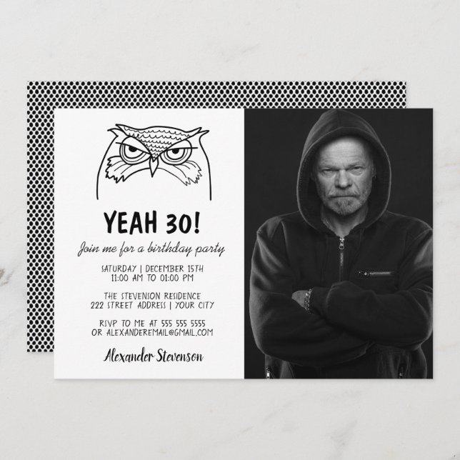 Convite Aniversário de 30 anos de Foto Engraçado (Frente/Verso)