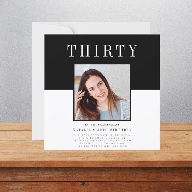 Convite Aniversário de 30 anos de fotografia mínima modern (Criador carregado)