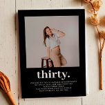 Convite Aniversário de 30 anos de Fotografia Mínima Preta<br><div class="desc">Convite para aniversário de 30 anos de Fotografia Mínima Preta Simples</div>