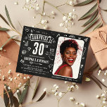 Convite Aniversário de 30 anos de Fotografia Surpresa com<br><div class="desc">Divirta a diversão com o nosso Convite de festas de aniversário de 30 anos 'Shhh...  é uma surpresa! Com um toque de nostalgia em um design de chalkboard rústico,  você pode personalizá-lo com uma foto pessoal e detalhes da festa. Crie um zumbido instantâneo para sua celebração surpresa!</div>